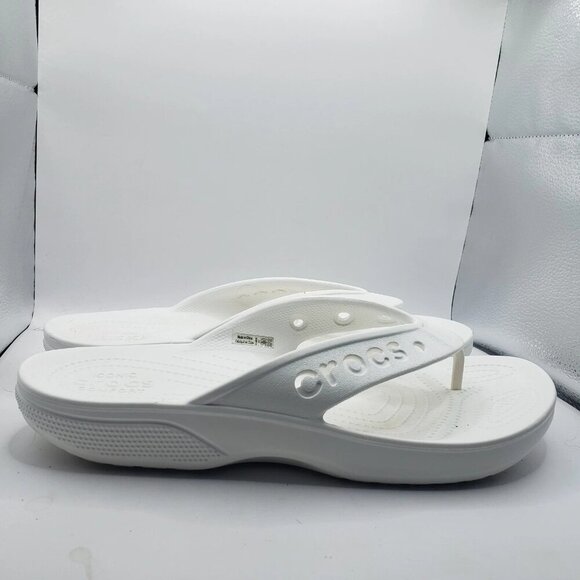 Crocs Men's Sandals Baya II Flip Flop Size 11 All White 208192 100 - Picture 1 of 7